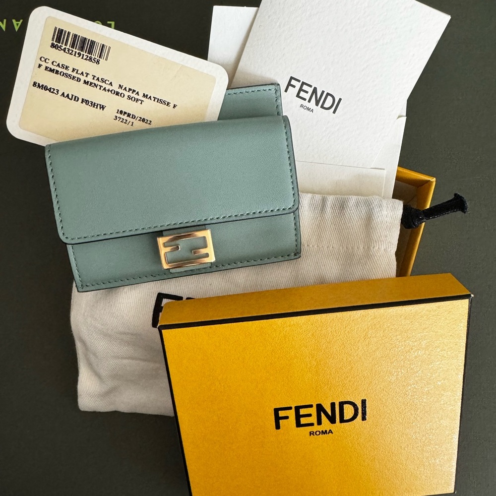 Fendi card holder mint green